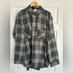 XL Vintage New With Tags Sears Roebuck wool blend plaid shirt in beautiful grey